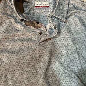 Grand Slam Men's Light Blue Patterned Button Down Shirt